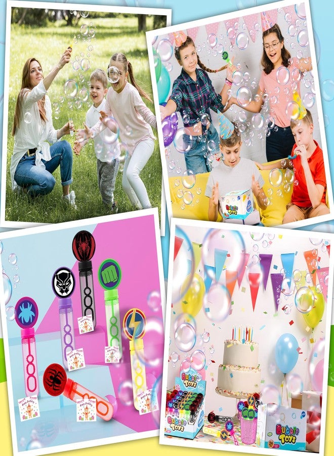 Time4Relax 24Pcs Superhero Bubble Wands for Amazing Theme Party Favors - Kids and His Friends Birthday Party Supplies - Outdoor Summer Toys - Valentine Christmas Easter Gift - Spider Goodie Bag Stuffers - Image 3